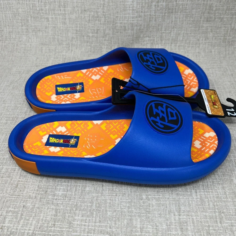 NEW Dragon Ball Super Goku Men's Size 12 Blue Orange Slide Sandals Ground Up
